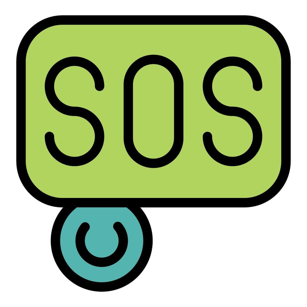 Sos chat bubble showing power off status icon, emergency notification concept vector