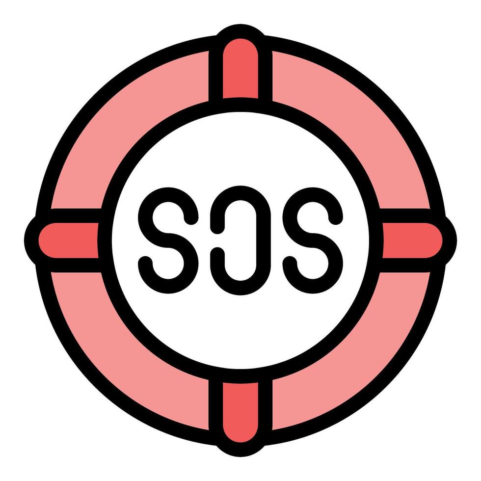 Lifebuoy showing sos signal for emergency rescue and safety vector