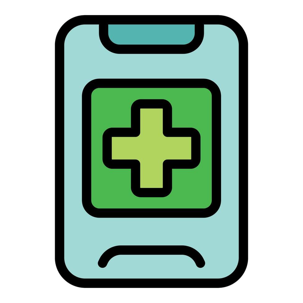 Online healthcare service showing green cross on smartphone screen vector
