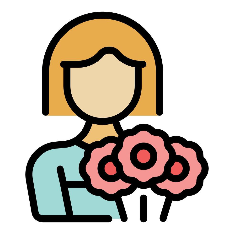 Florist holding a bouquet of flowers, a symbol of care and affection vector