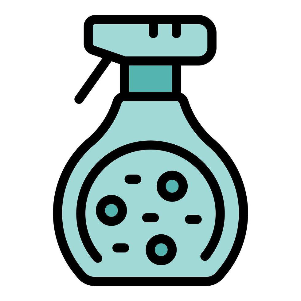 Spray bottle containing light blue cleaning liquid with bubbles depicted on its label vector