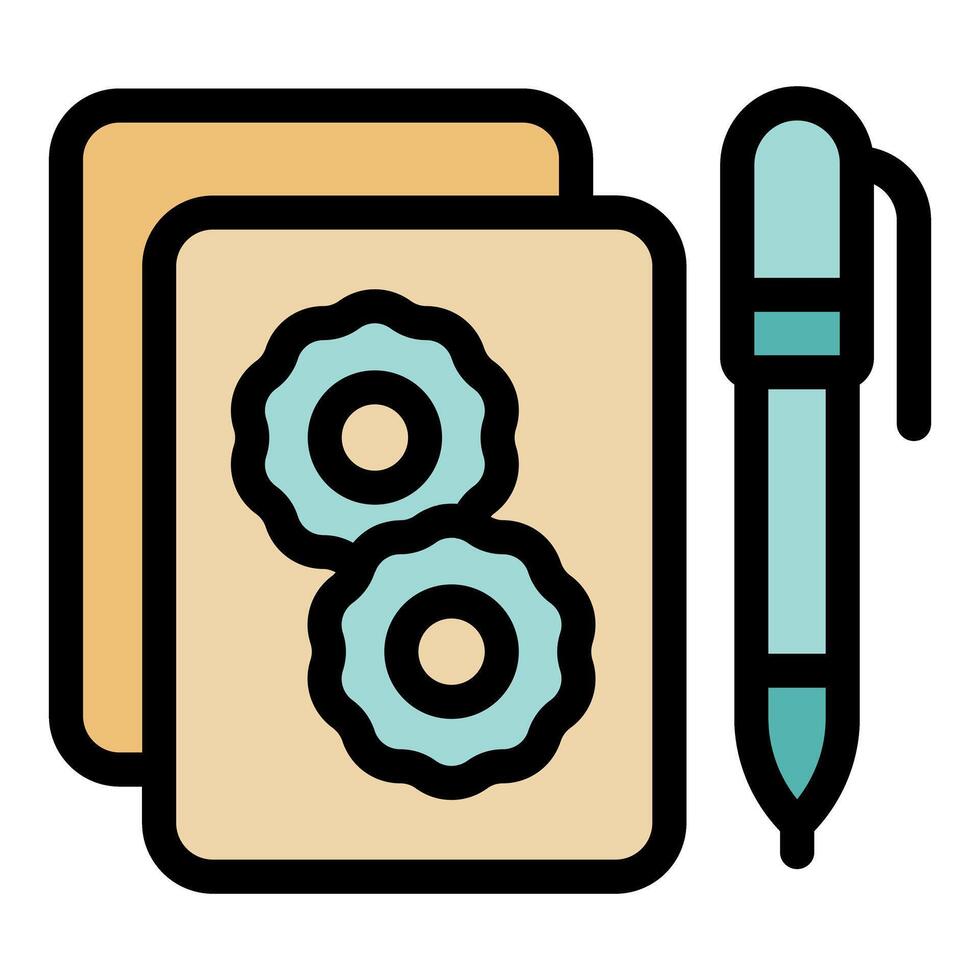 Project management and planning with pen and gears on documents vector