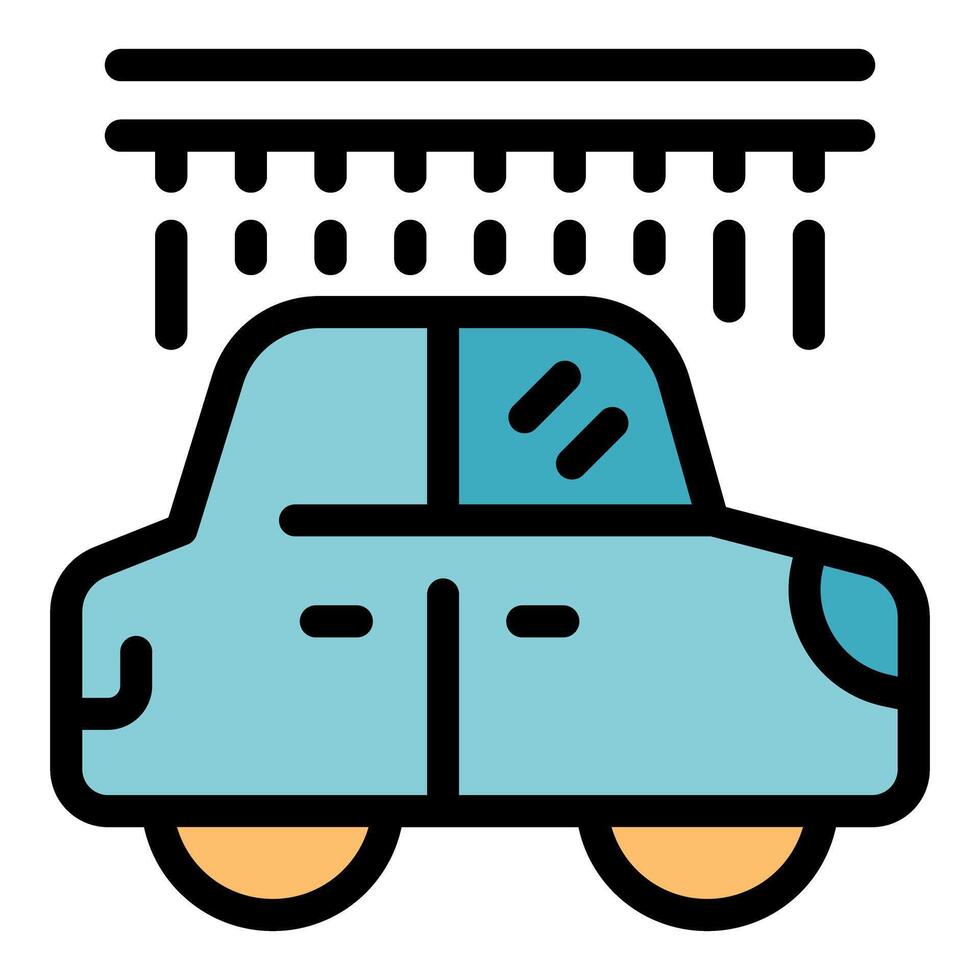 Automatic car wash cleaning vehicle with water spraying vector