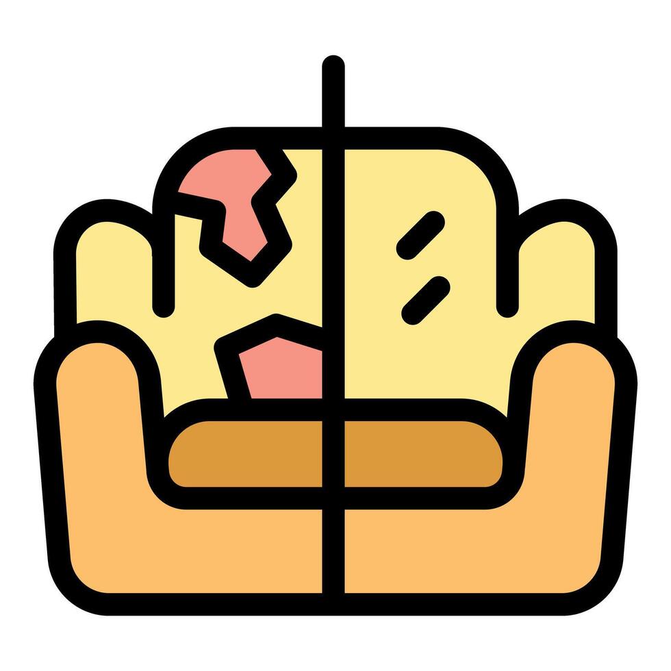 Dividing old sofa for recycling and garbage collection vector