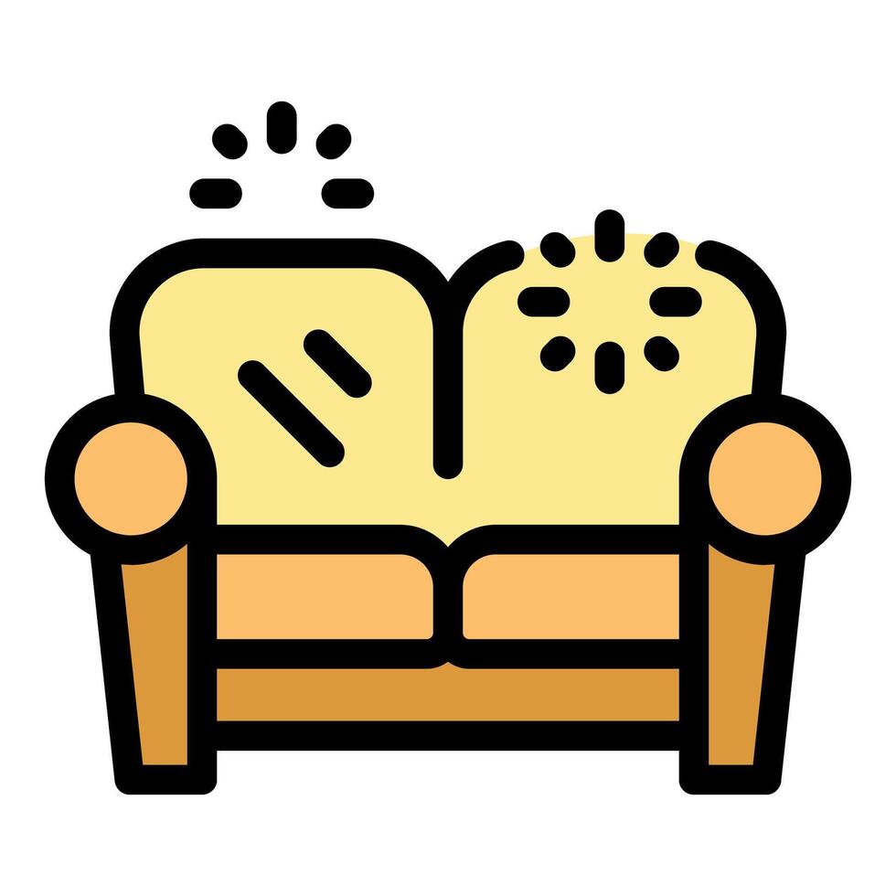 Sofa cleaning with detergent and rotating brush showing before and after effect vector