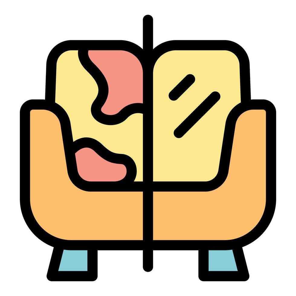 Psychology couch dividing brain hemispheres representing mental processes vector