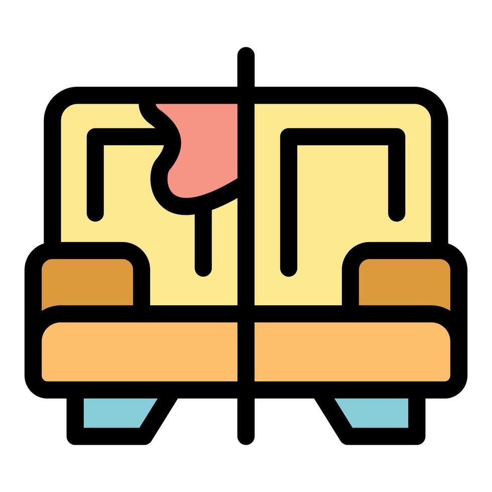 Cleaning service restoring damaged sofa to pristine condition vector