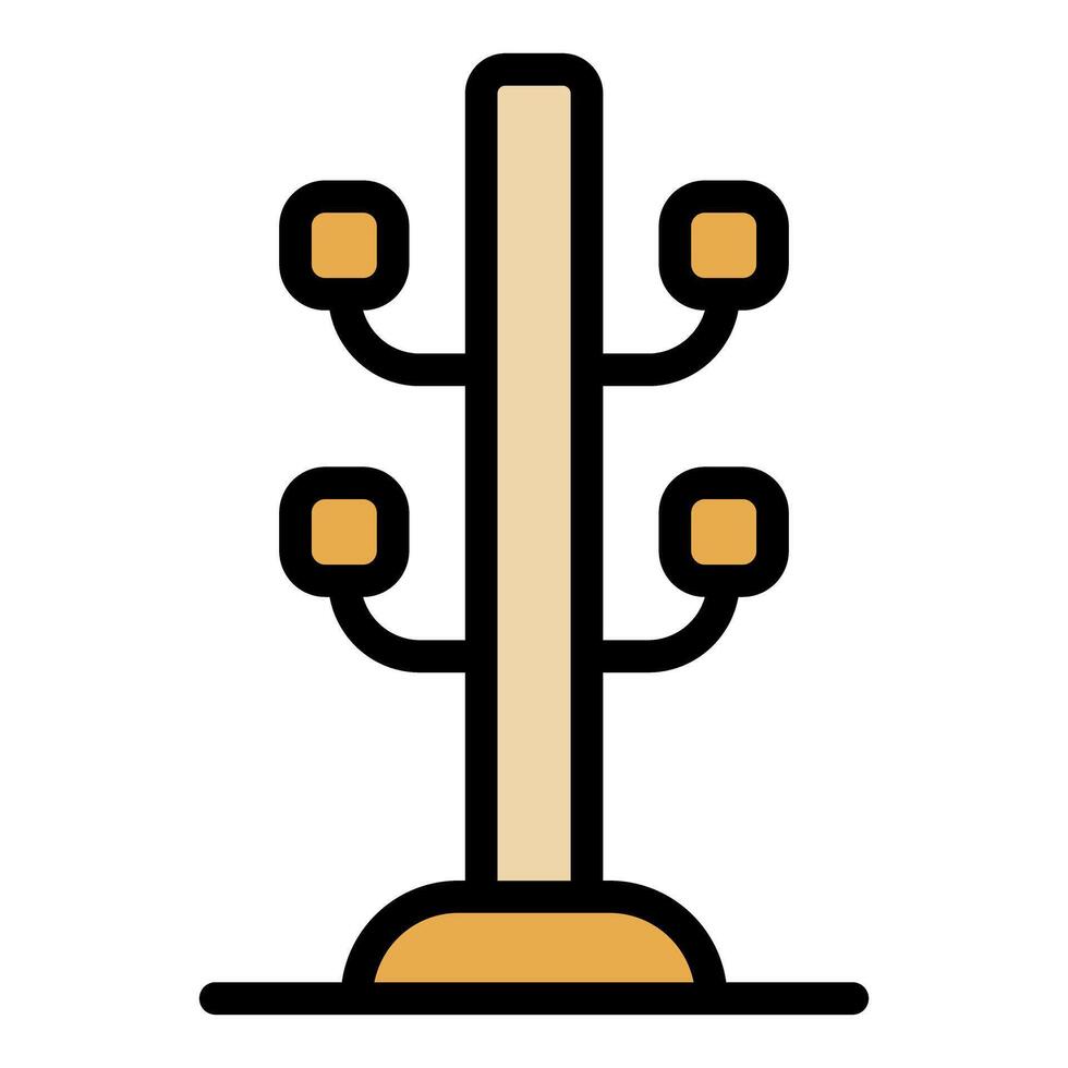 Hall tree standing on floor with four hooks for hanging clothes vector