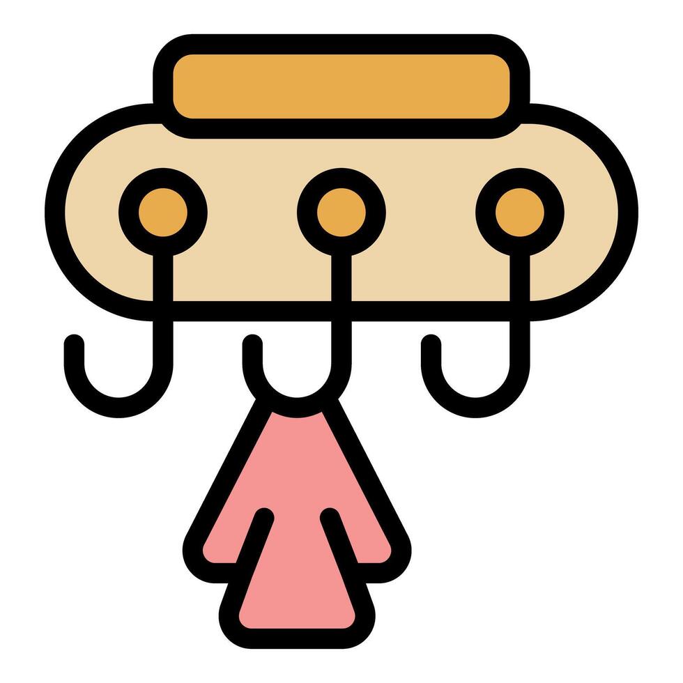 Clothes hanger with pink dress hanging on wall hooks organizer vector