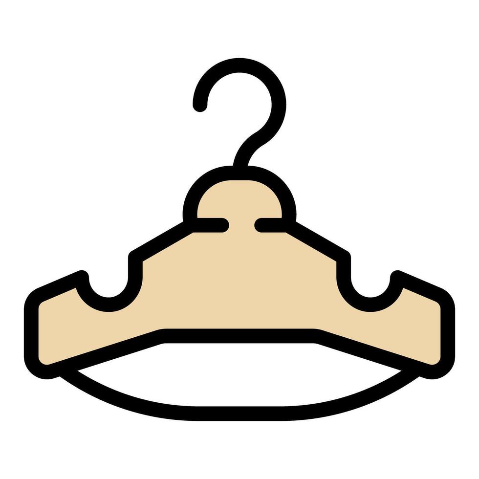 Wooden clothes hanger with hook and notches for straps vector