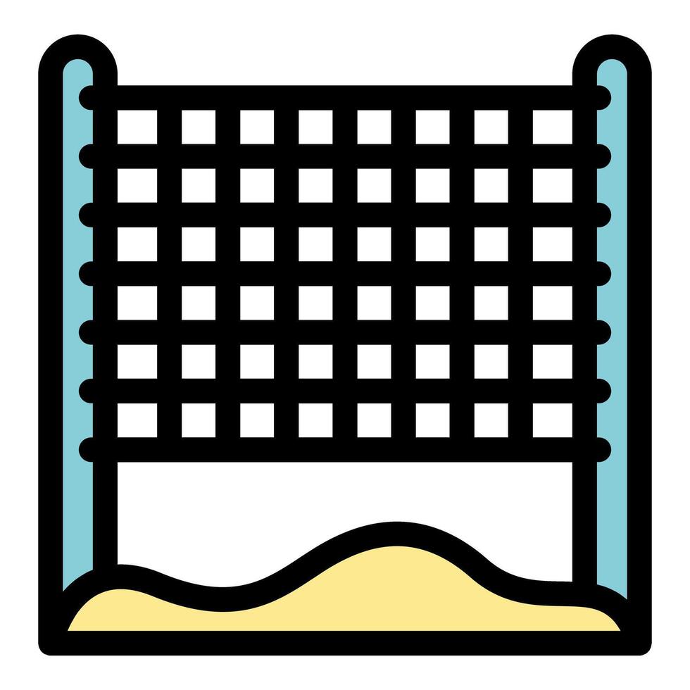 Beach volleyball net standing on sand, ready for summer games vector