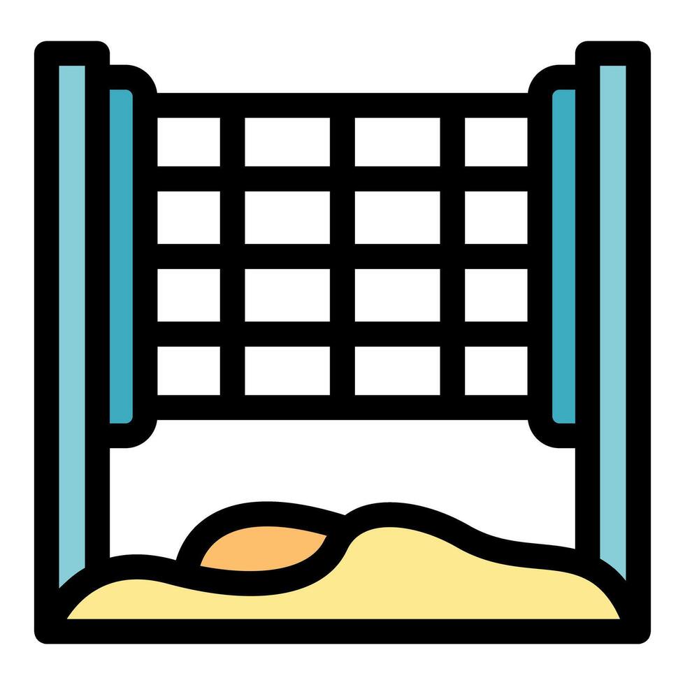Beach volleyball net standing on sand under summer sun vector