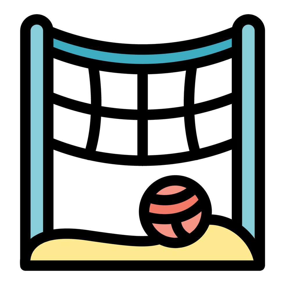 Beach volleyball net and ball awaiting players on sandy court vector