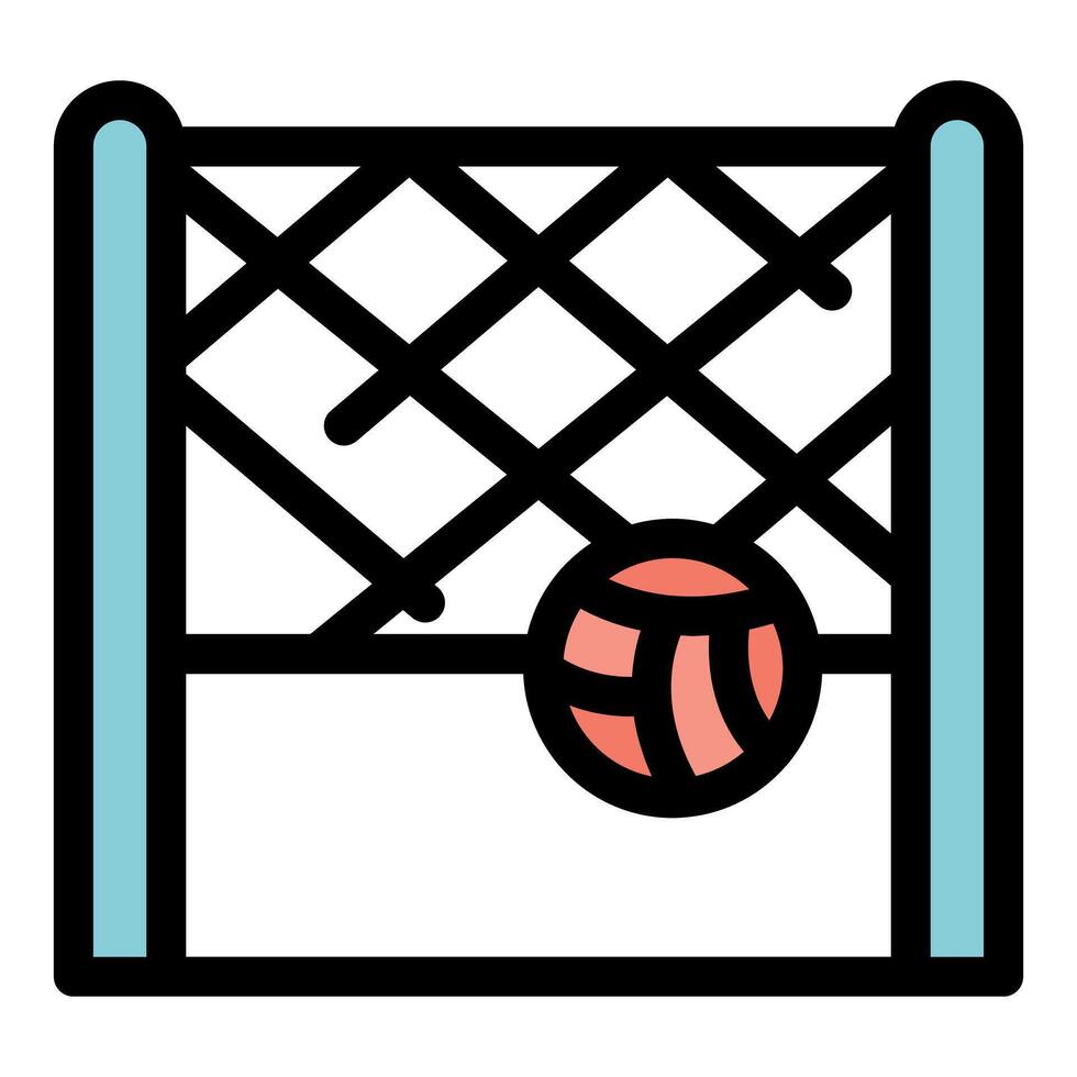 Volleyball ball passing through net during beach volleyball match vector