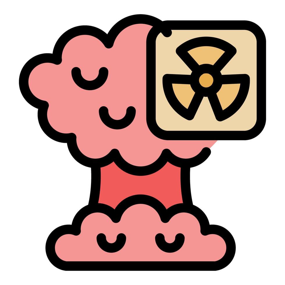 Atomic bomb exploding with radiation symbol, threat of nuclear war vector