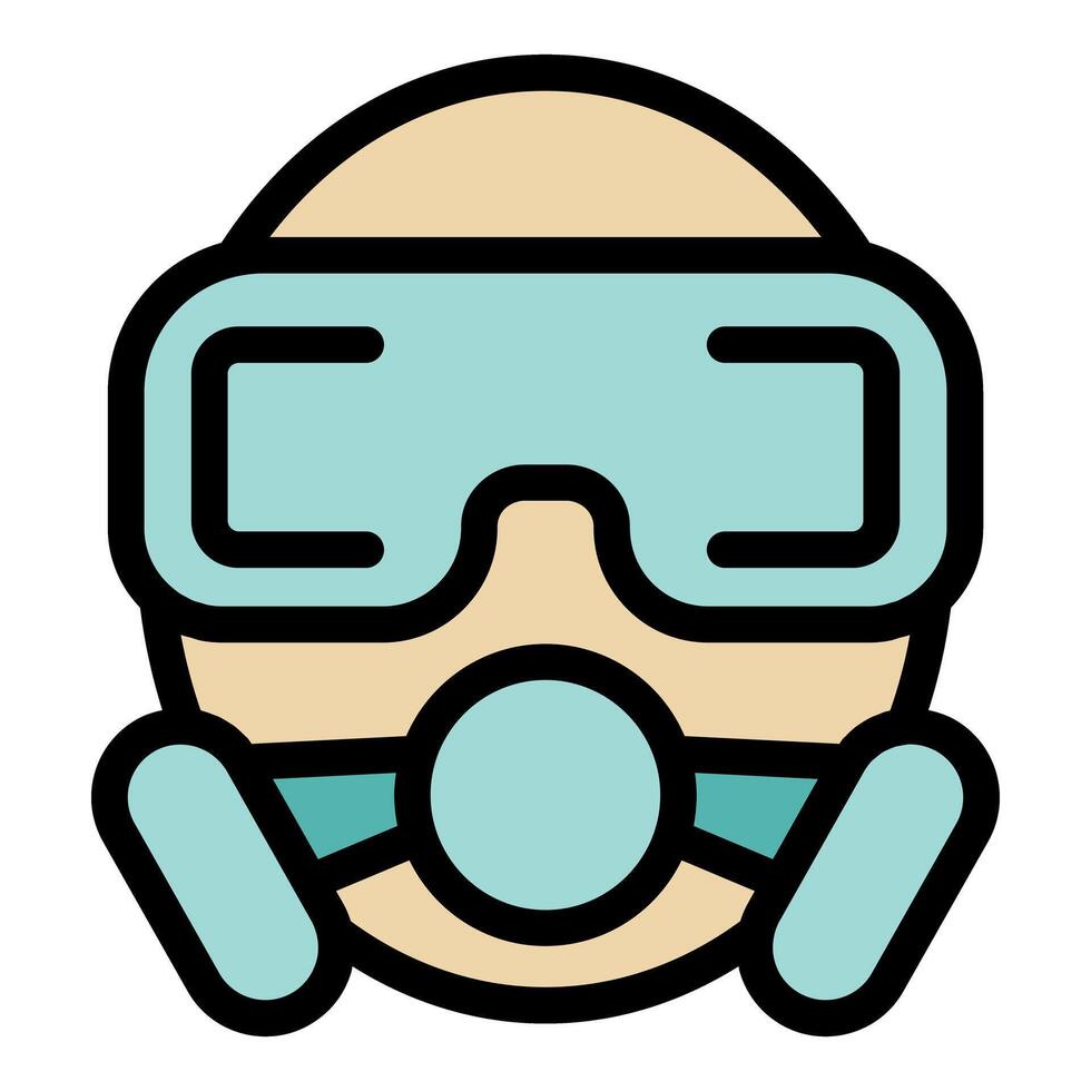 Worker wearing protective mask and goggles for safety vector