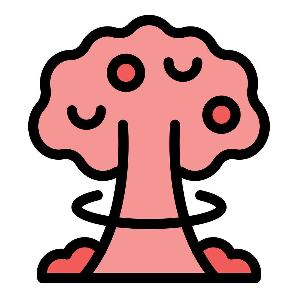 Atomic bomb exploding creating mushroom cloud with red and pink colors vector