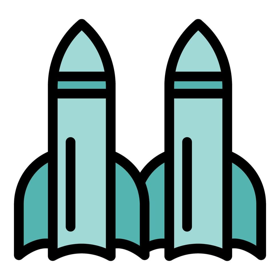 Two nuclear weapons ready for launching representing military power and global conflict vector