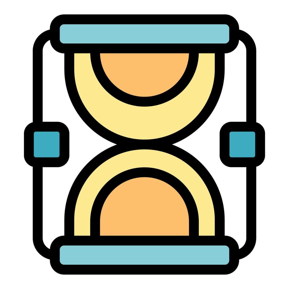Hourglass measuring time with falling sand grains vector