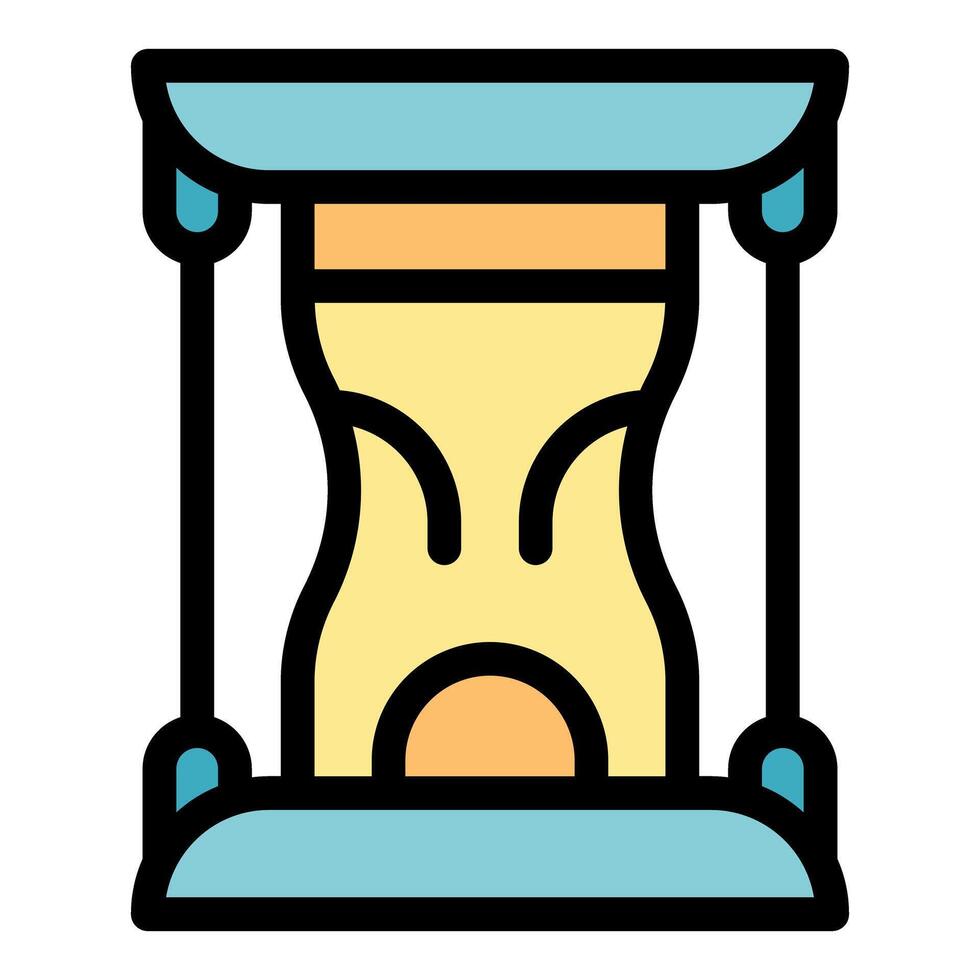 Hourglass measuring time with falling sand in frame structure vector