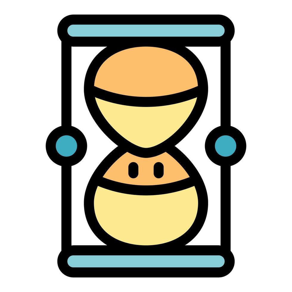 Hourglass measuring time with falling sand inside frame vector