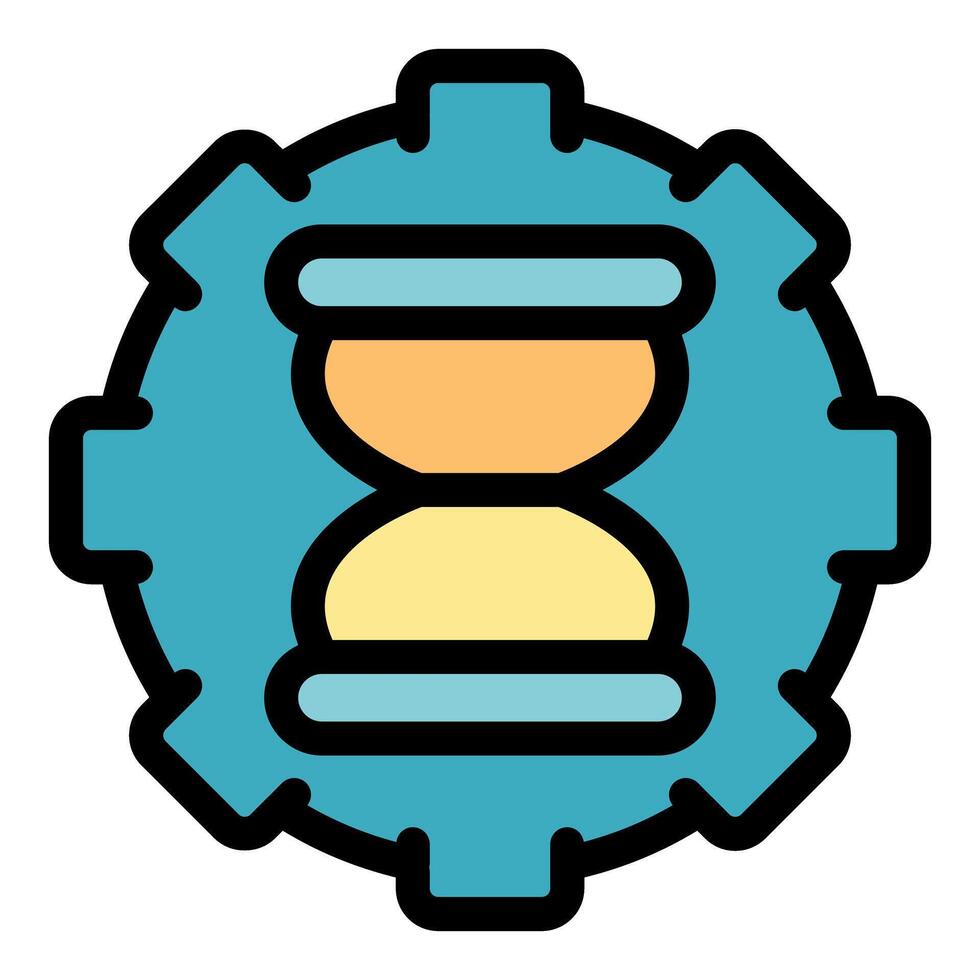 Hourglass inside gear representing time management and efficiency vector