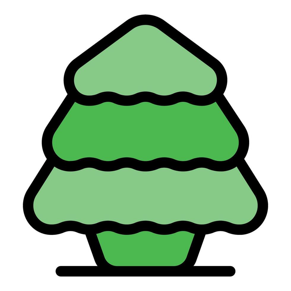 Green stylized christmas tree growing on ground vector