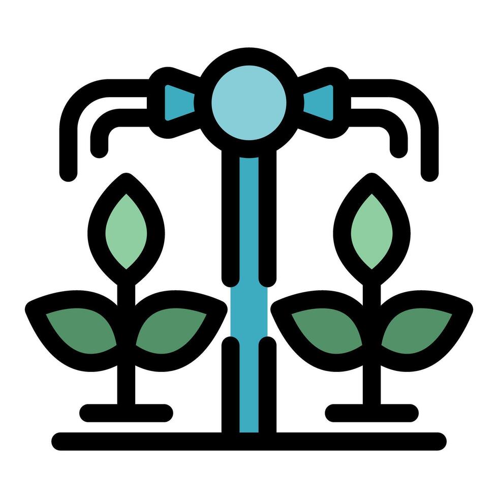 Smart farm watering plants using automatic sprinkler system vector