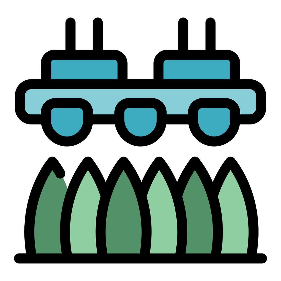 Smart farm machine watering crops in modern agriculture vector