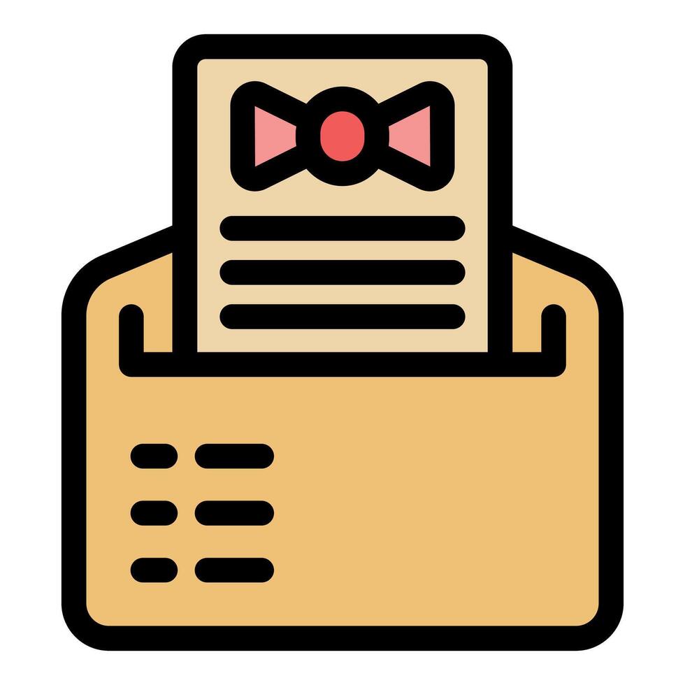 Envelope containing invitation card with bow tie icon, sending special event communication vector