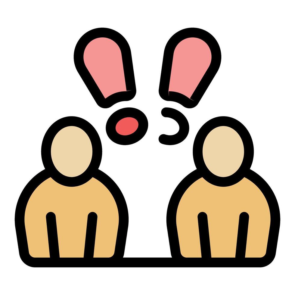 Two people having a lively discussion with exclamation and question marks vector