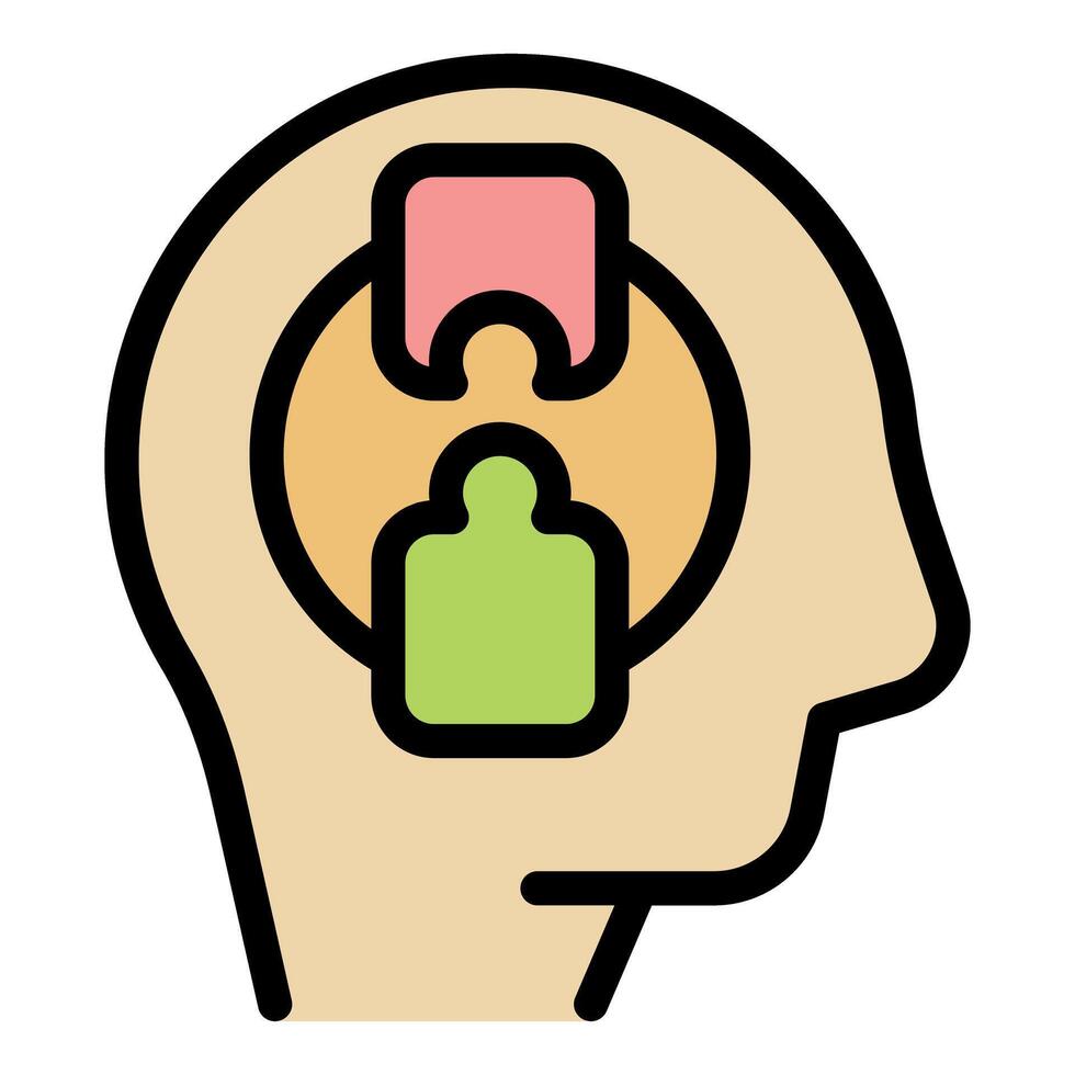 Puzzle pieces fitting together inside human head representing problem solving vector