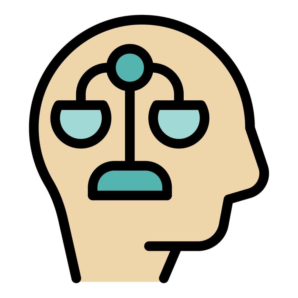 Ethics balance inside human head representing critical thinking and decision making vector