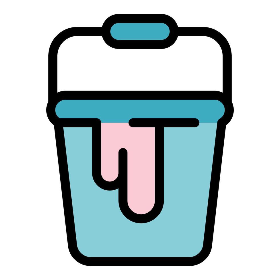 Paint bucket dripping pink paint, home renovation symbol vector