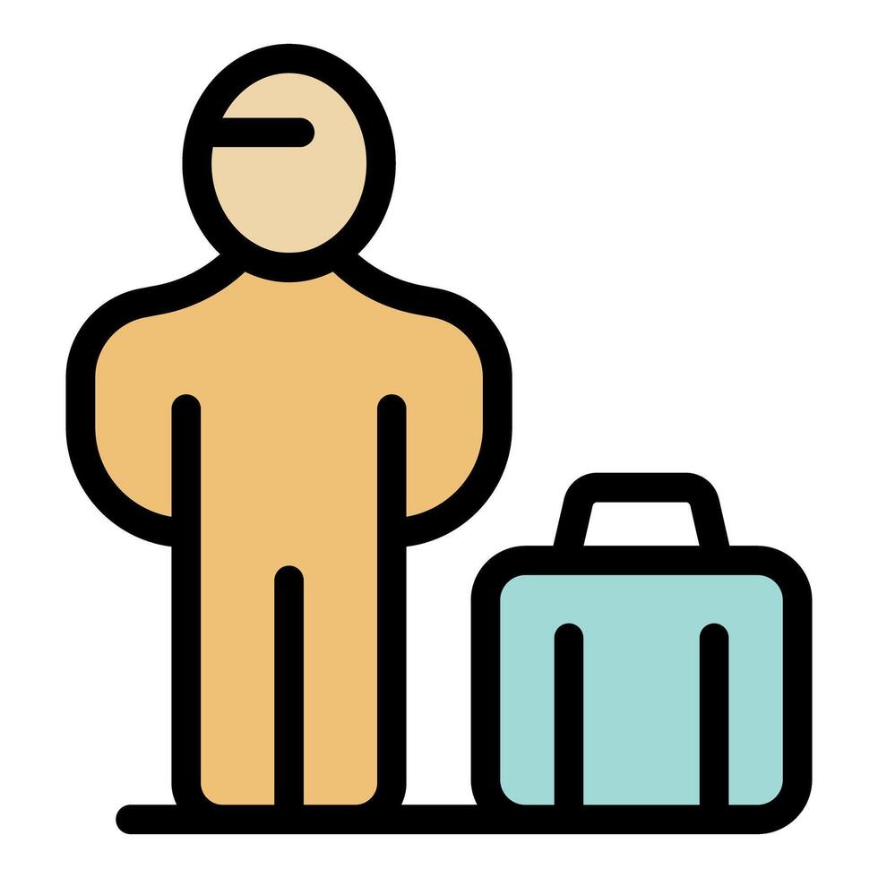 Businessman waiting with briefcase, airport arrival and business trip concept vector