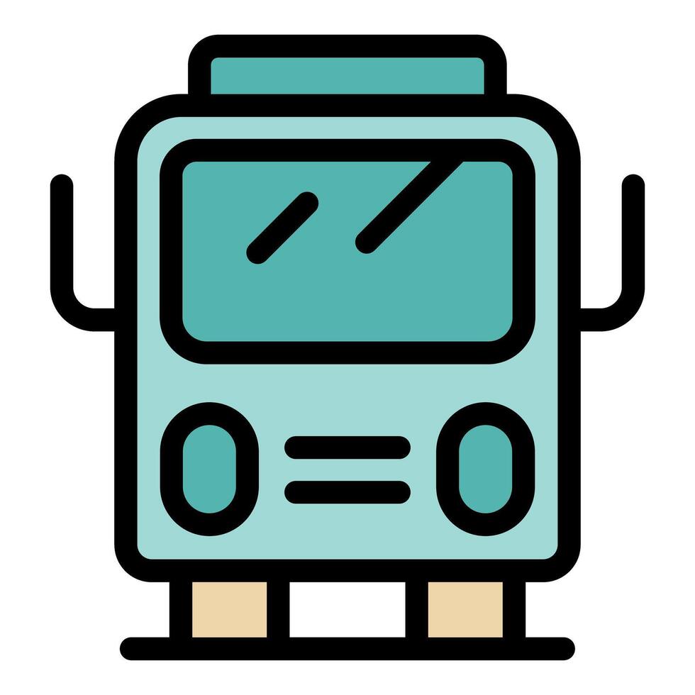 Turquoise bus waiting at the bus stop vector
