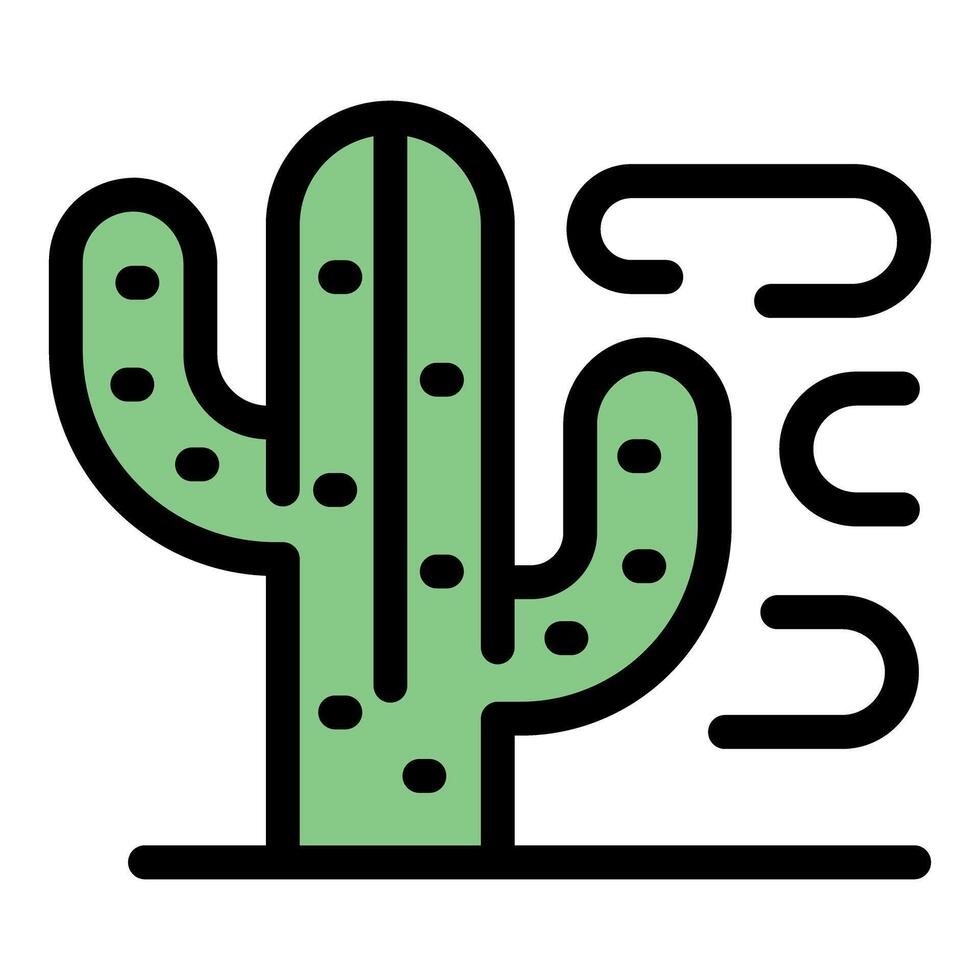 Green cactus standing in desert wind gusts vector