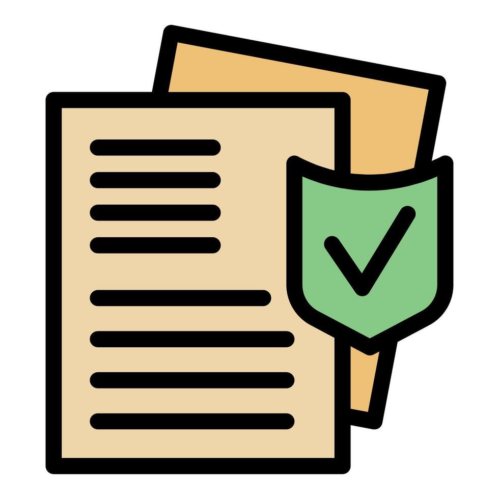 Secure documents with shield and checkmark, ensuring data protection and confidentiality vector