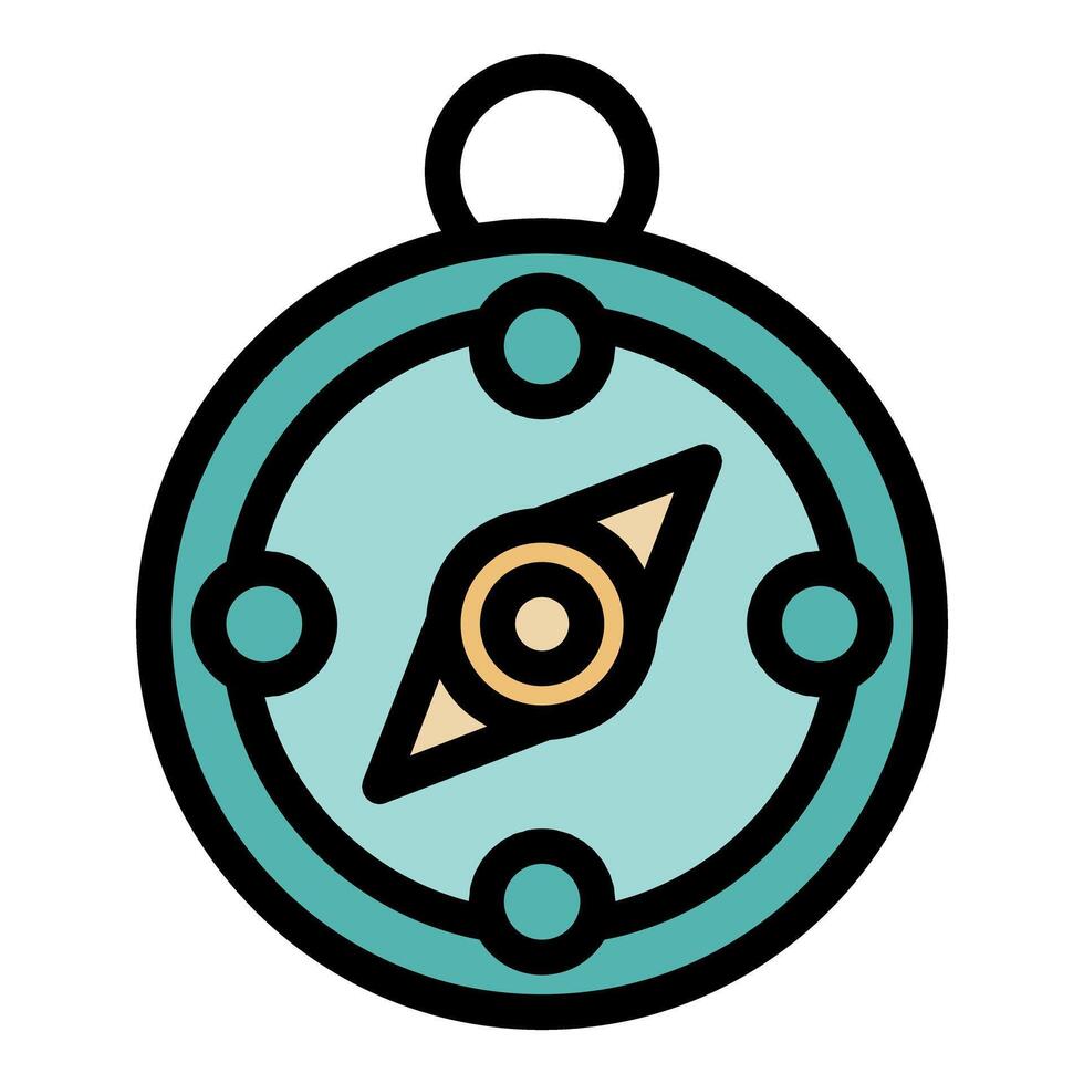 Magnetic compass pointing north showing direction for navigation vector