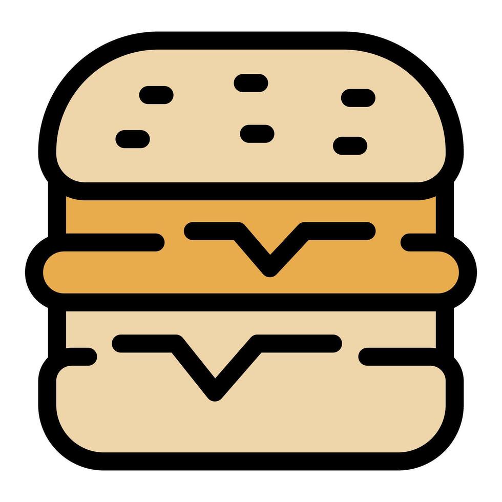 Delicious cheeseburger with sesame seeds on bun, vector