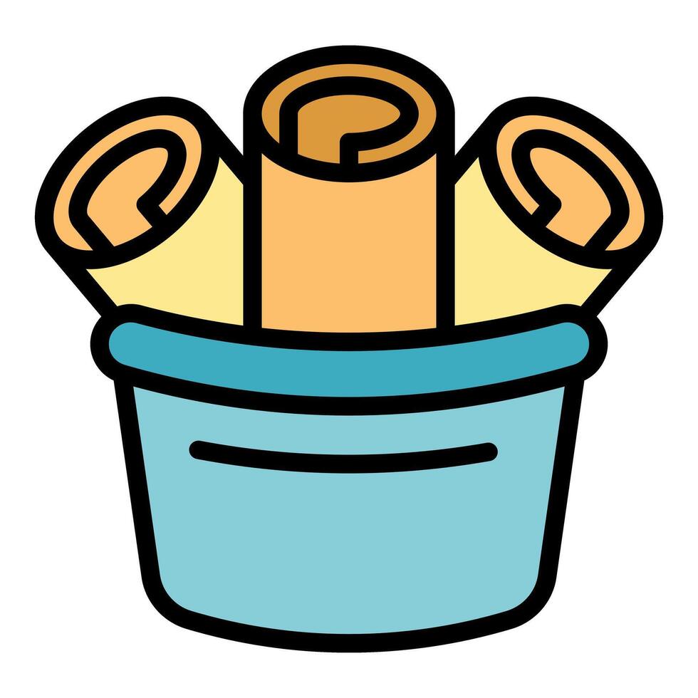 Architect keeping rolled up blueprints in a bucket vector