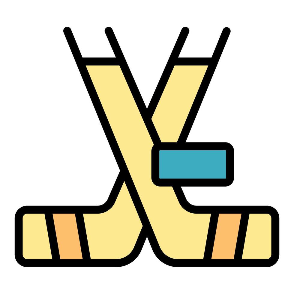 Two crossed hockey sticks with blue handle grip tape forming an x shape vector