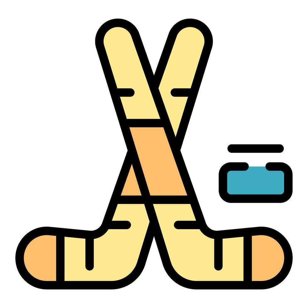 Two crossed hockey sticks and puck representing ice hockey sport vector
