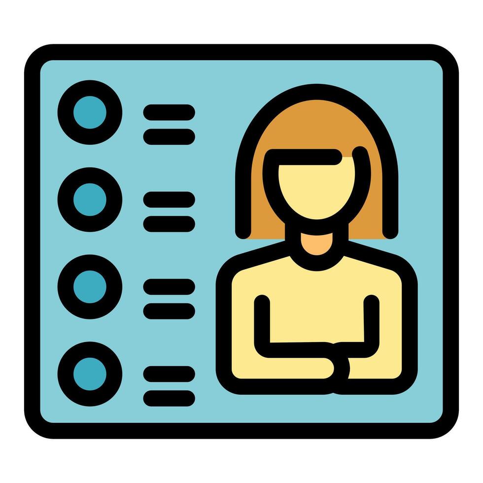 Online survey with female user completing checklist on digital form vector