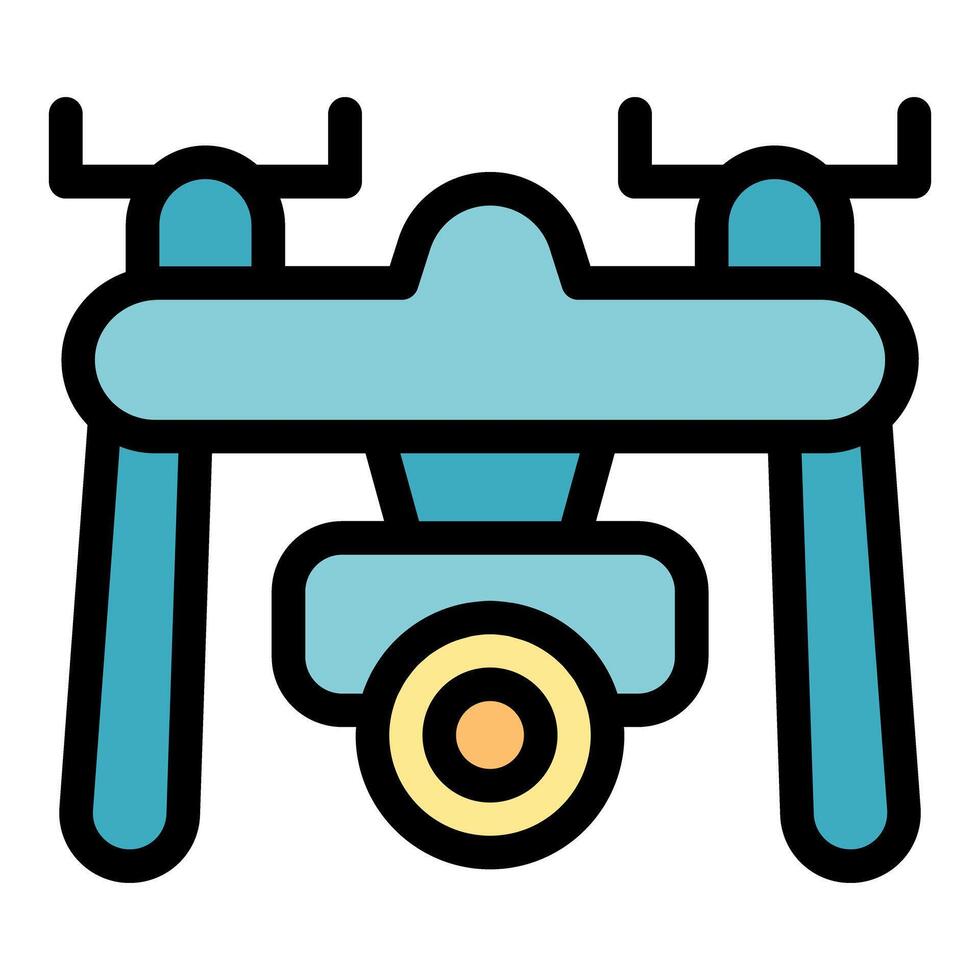 Drone hovering and recording with camera, modern technology for aerial photography vector