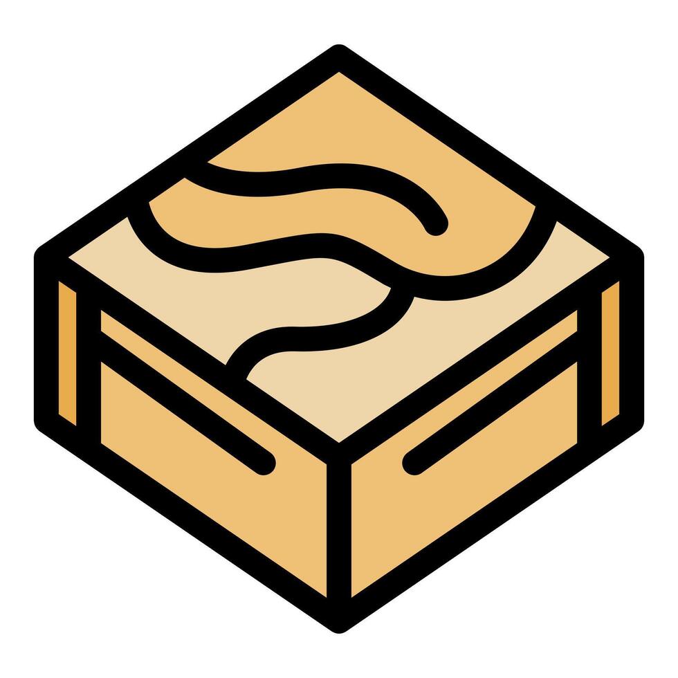 Wooden box with wavy pattern exhibiting isometric projection vector