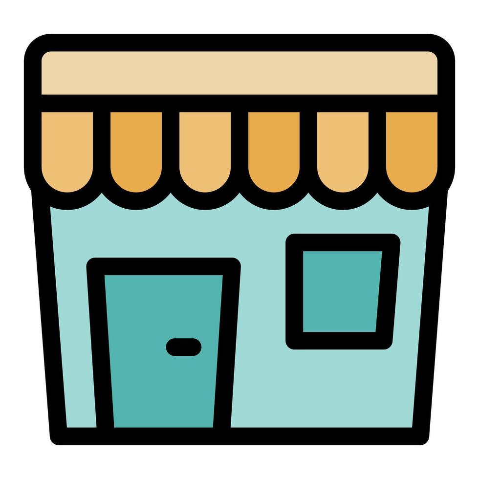 Small business building with striped awning representing local commerce vector