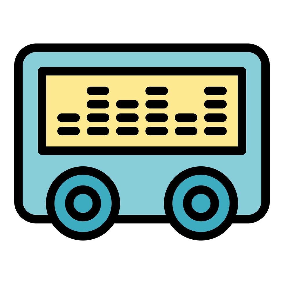 Portable music player displaying audio spectrum on screen with wheels vector