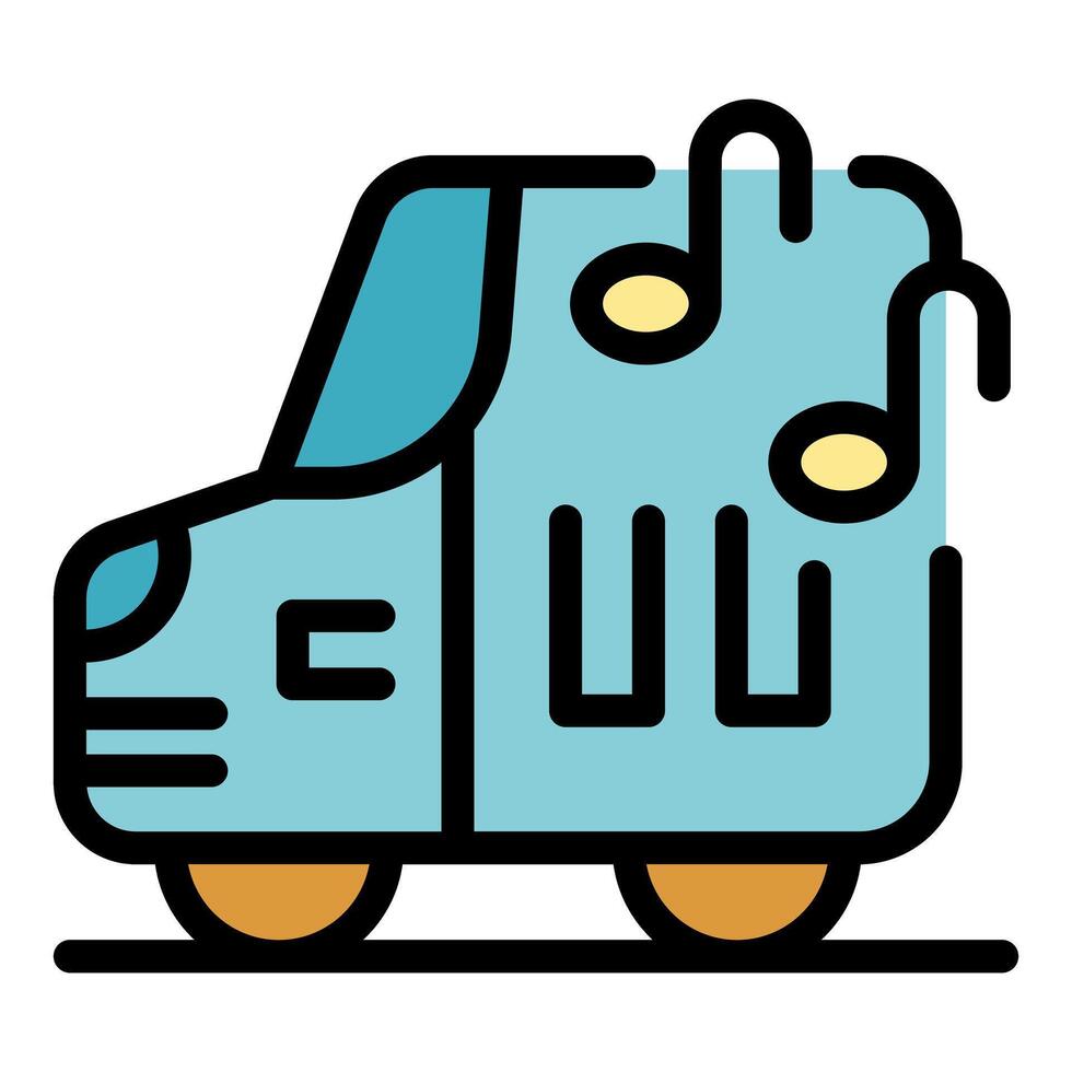Music delivery van playing catchy tune while delivering instruments vector