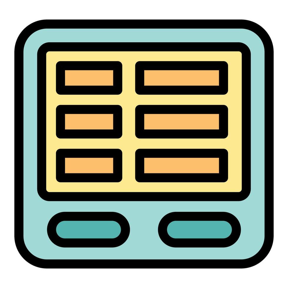 Electronic device showing a table or spreadsheet with two buttons below vector